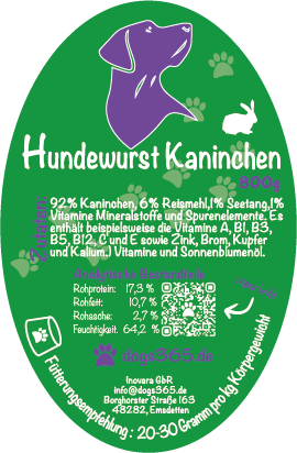 Hundewurst Kaninchen 800 Gramm