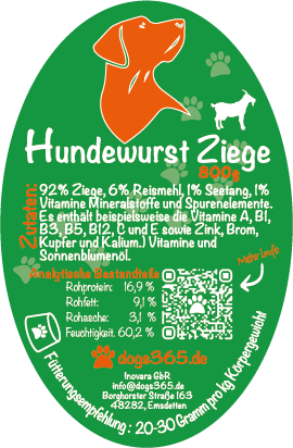 Hundewurst Ziege 800 Gramm