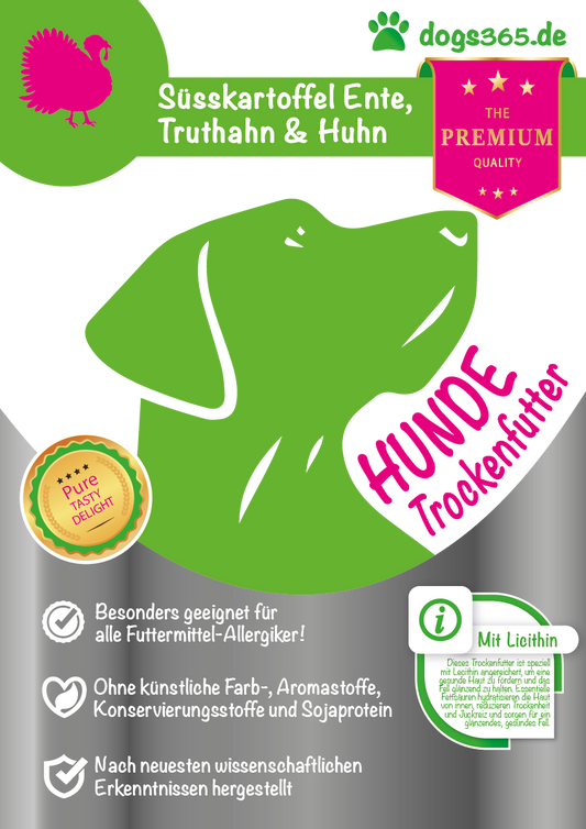 dogs365 Zoete aardappel eend, kalkoen en kip