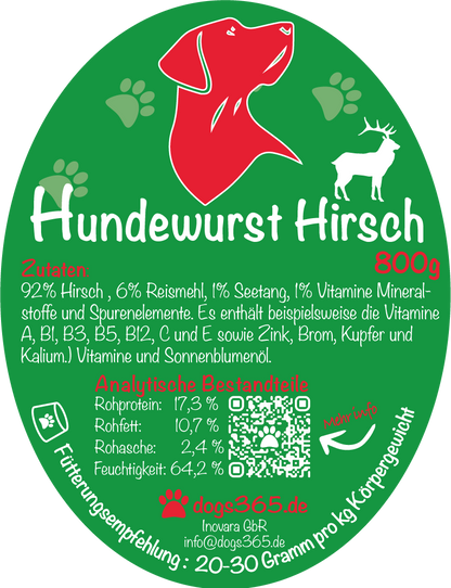 Hondenworst hert 800 gram