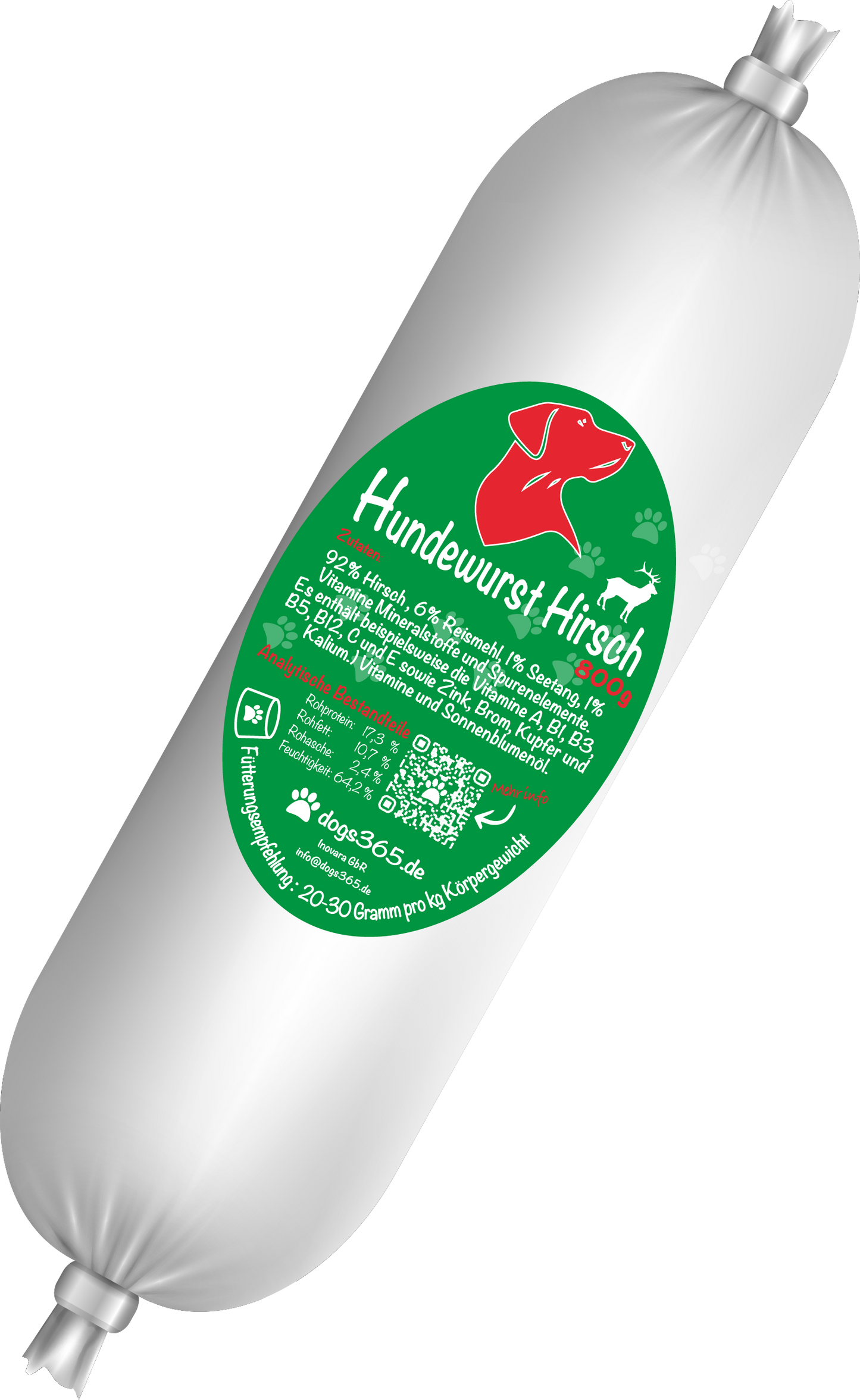 Hondenworst hert 800 gram