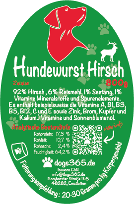 Hondenworst hert 800 gram