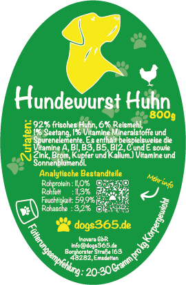 Hundewurst Huhn 800 Gramm