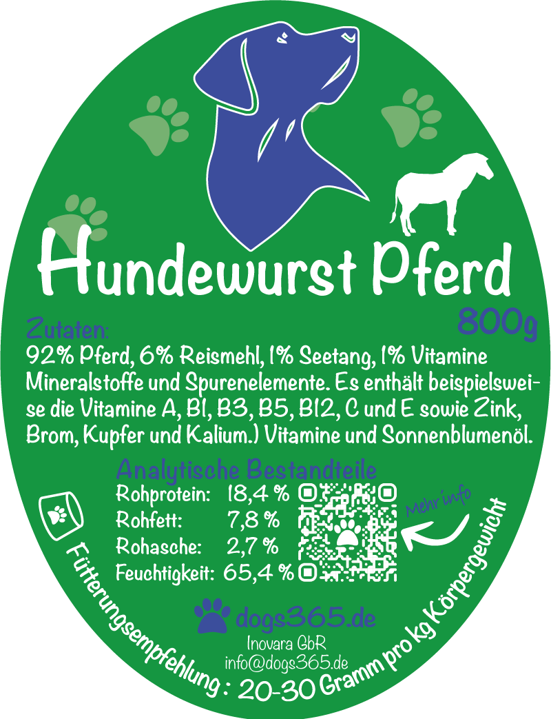 Hondenworst paard 800 gram