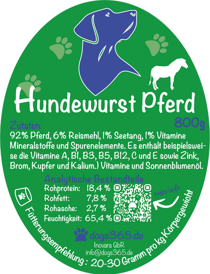 Hondenworst paard 800 gram