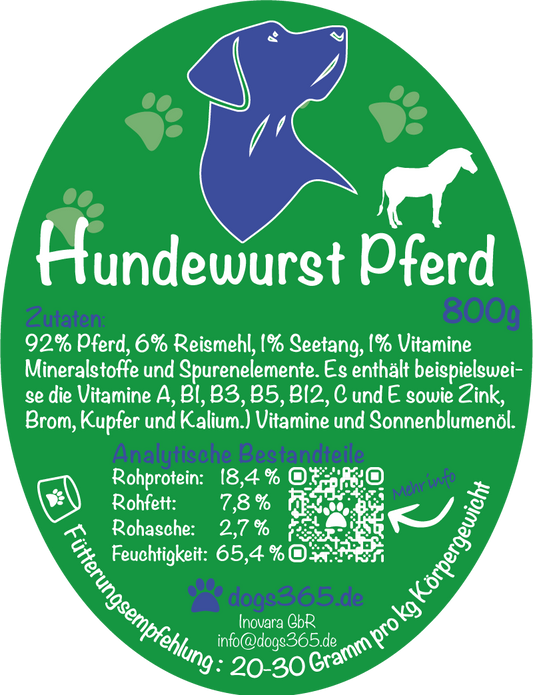 Hondenworst paard 800 gram