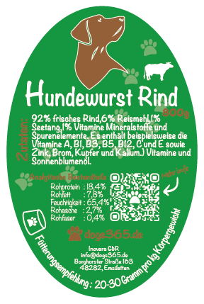 Hundewurst Rind 800 Gramm