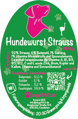 Hondenworst struisvogel 800 gram